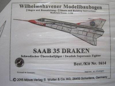 Saab 35 Draken Flugzeug Wilhelmshavener Modellbaubogen Kartonmodel Bastelbogen