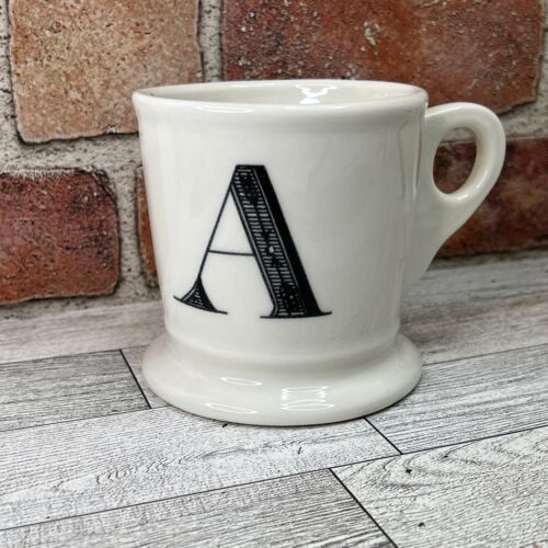 Anthropologie Coffee Mug Cup A Initial Monogram White Shaving Style Pedestal - Photo 1 sur 5