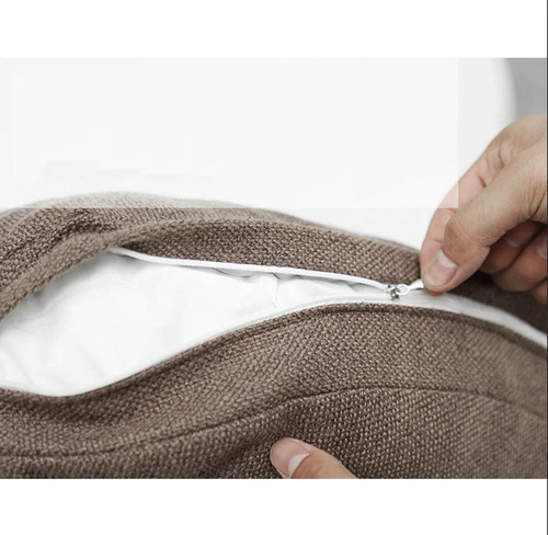 Linen Floor Pillow Seating Cushion with Removable Zippered Cover Thick Round 18" - Picture 6 of 22