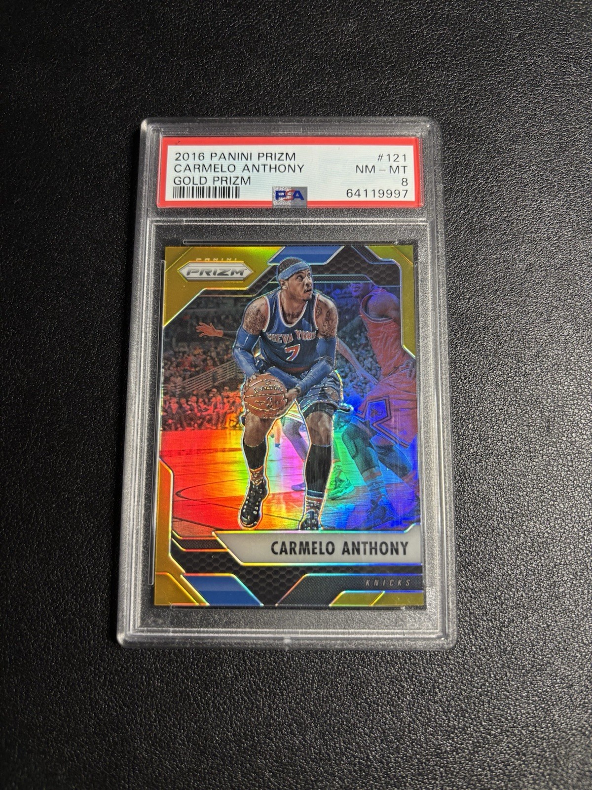 2016/17 Panini Prizm Carmelo Anthony #04/10 Gold Prizms PSA 8 Knicks