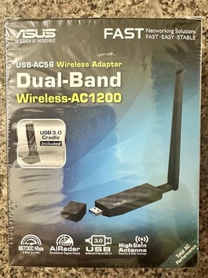 ASUS USB-AC56 Dual-Band Wireless-AC1200 USB 3.0 Desktop Wi-Fi Adapter w/ Cradle