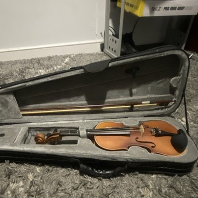 Acoustic Violin 4-String Brown Varnish w/ Chinrest, Case, Bow, Rosin