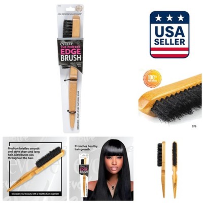 Perfect Edge Bamboo Brush: Eco-Friendly Boar Bristle Hair Tool in Black & Brown