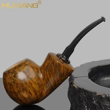 MUXIANG Briar Apple Tobacco Pipe Wooden Smooth Freehand Pipe 3mm Ebonite Stem