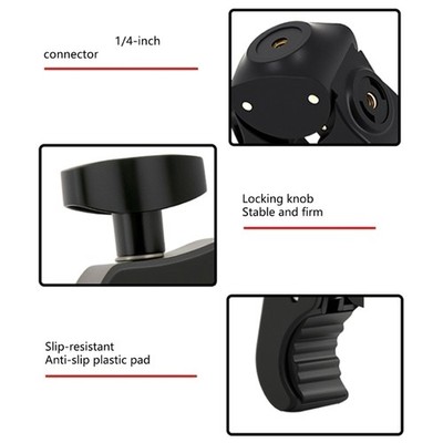 Clamp Mount Double 1/4'' Thread For Phones 13-47mm Round Tube Clamping Universals