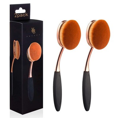 Yoseng Oval Foundation Brush Second Largest Toothbrush makeup L(2Pack), Black 