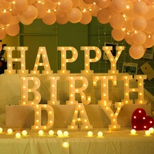 138pcs Happy Birthday Marquee Light Up Letters- LED Letter Number Light Sign ...