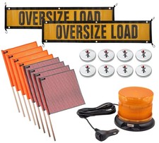 Oversize Load Sign Safety Kit 4 Orange  4Red Warning  Safety Flag w/Wire Loop