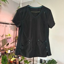 Black Scrub Top V-Neck Short Sleeve Medical Uniform Workwear