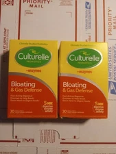 2x Culturelle Probiotics + Enzymes Bloating Gas Defense 30 Ct Ea.