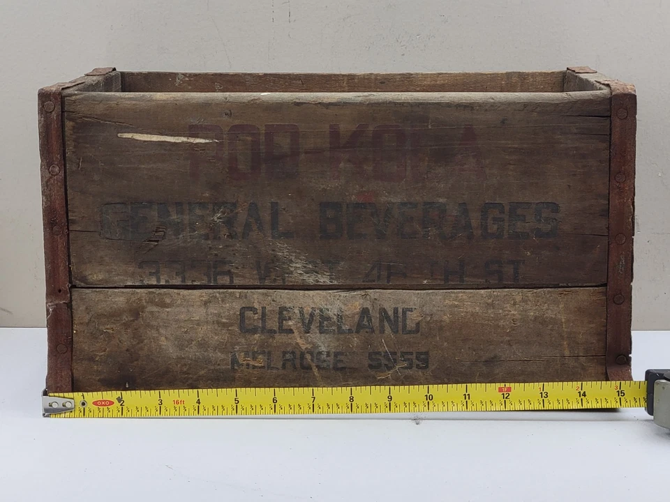 Estuche portabotellas caja de madera vintage General Beverages Pop Kola Cleveland, OH Foto 4 de 4