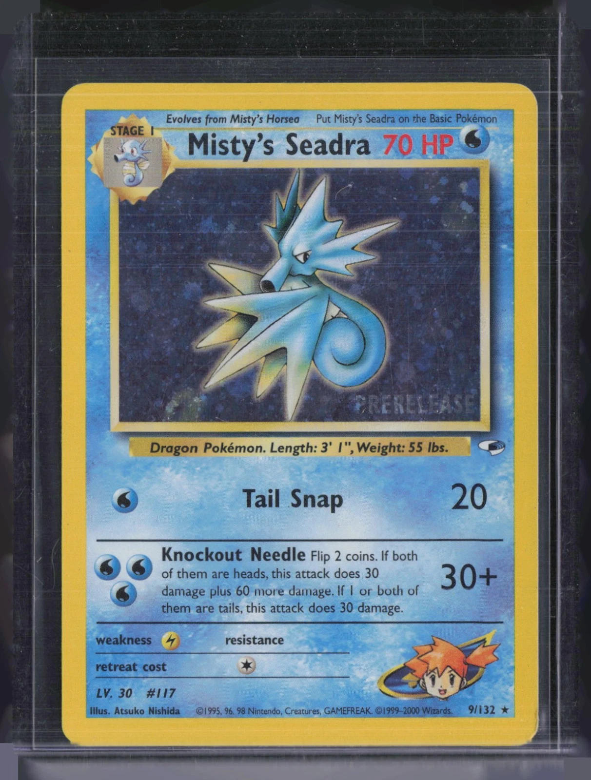 2000 Pokemon Gym Heroes Pre Release Holo #9 Misty's Seadra