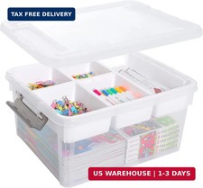17QT Clear Craft Organizers and Storage Box with Removable Tray Stack