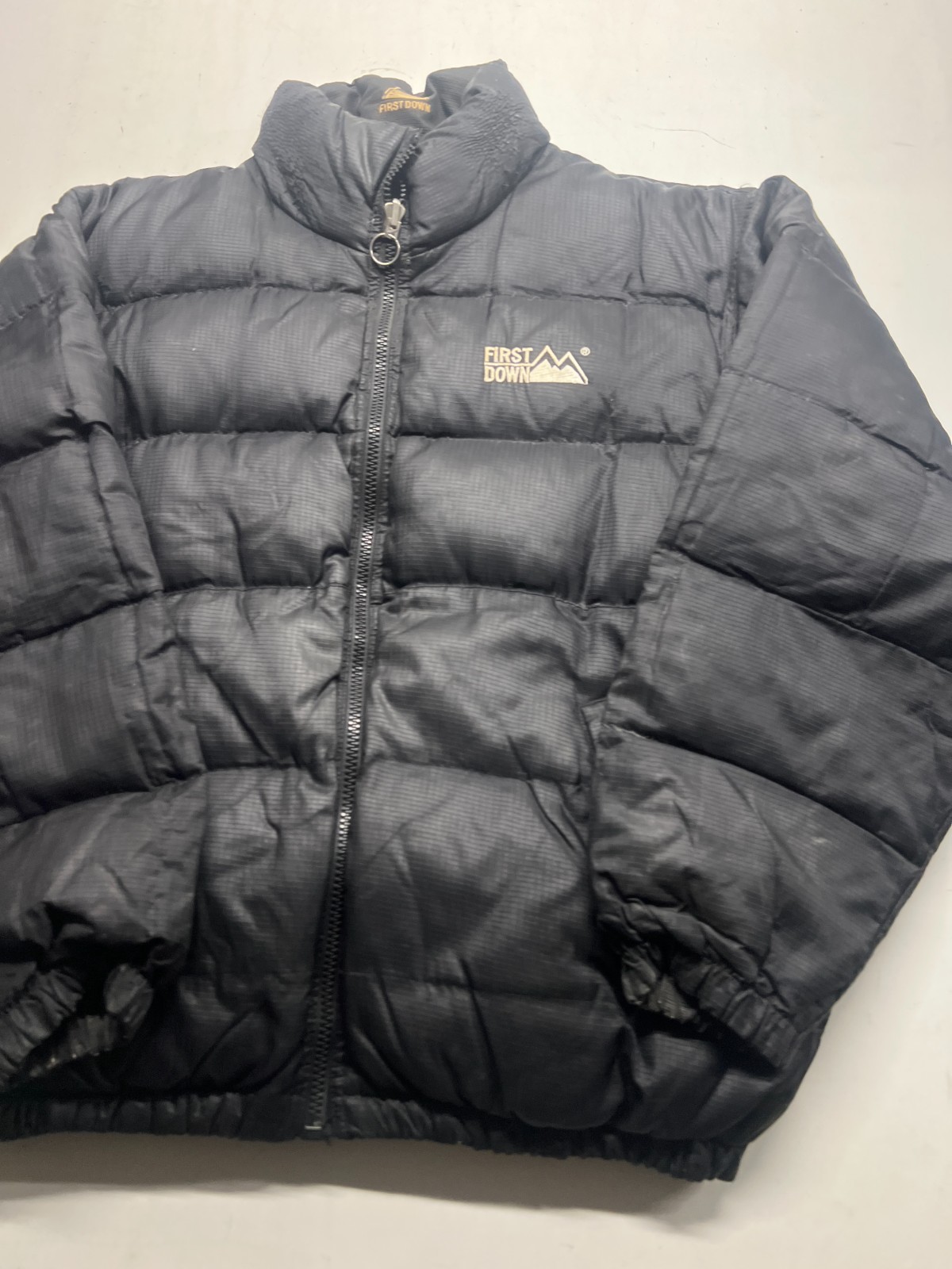 First Down Puffer Jacket Black Full Zip Goose Dow… - image 3