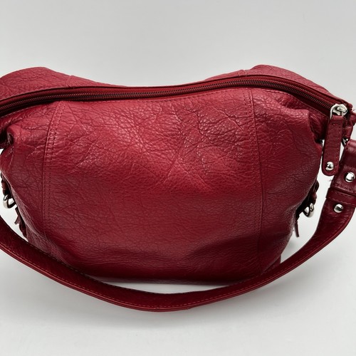 GREAT AMERICAN LEATHER WORKS Borsa a tracolla hobo in pelle rossa borsa con zip morbida - Foto 13 di 24