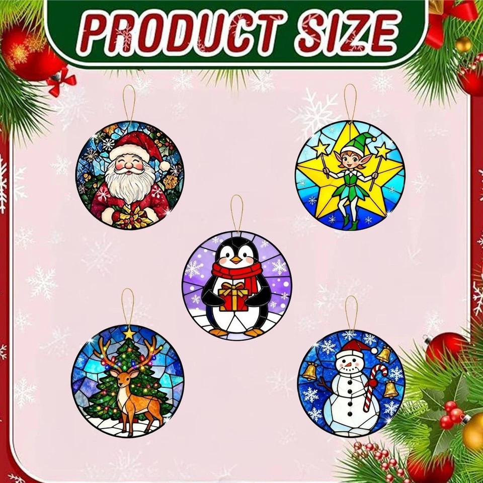 Leichtes rundes hängendes Ornament aus Acryl mit Pinguin Schneemann Weihnachtsm - Bild 2 von 4