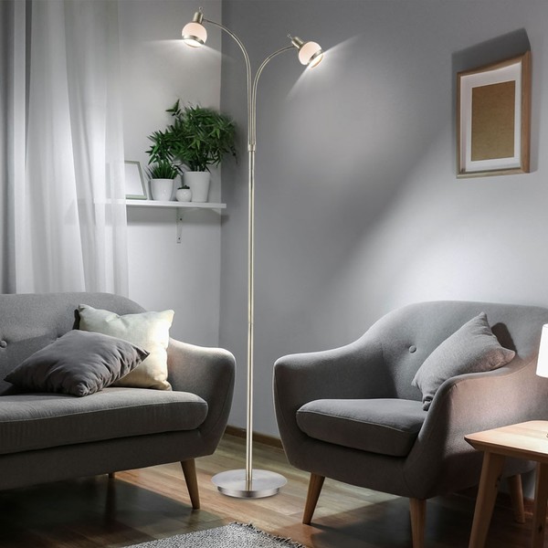 Beistellleuchte Stehlampe Standleuchte Metall Flexo 2 Flammig Warmweiß Led 155Cm-image