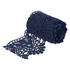 4 Inch Wide 3 Yard Lace Ribbon Floral Pattern Navy Blue Lace Trim Ribbon