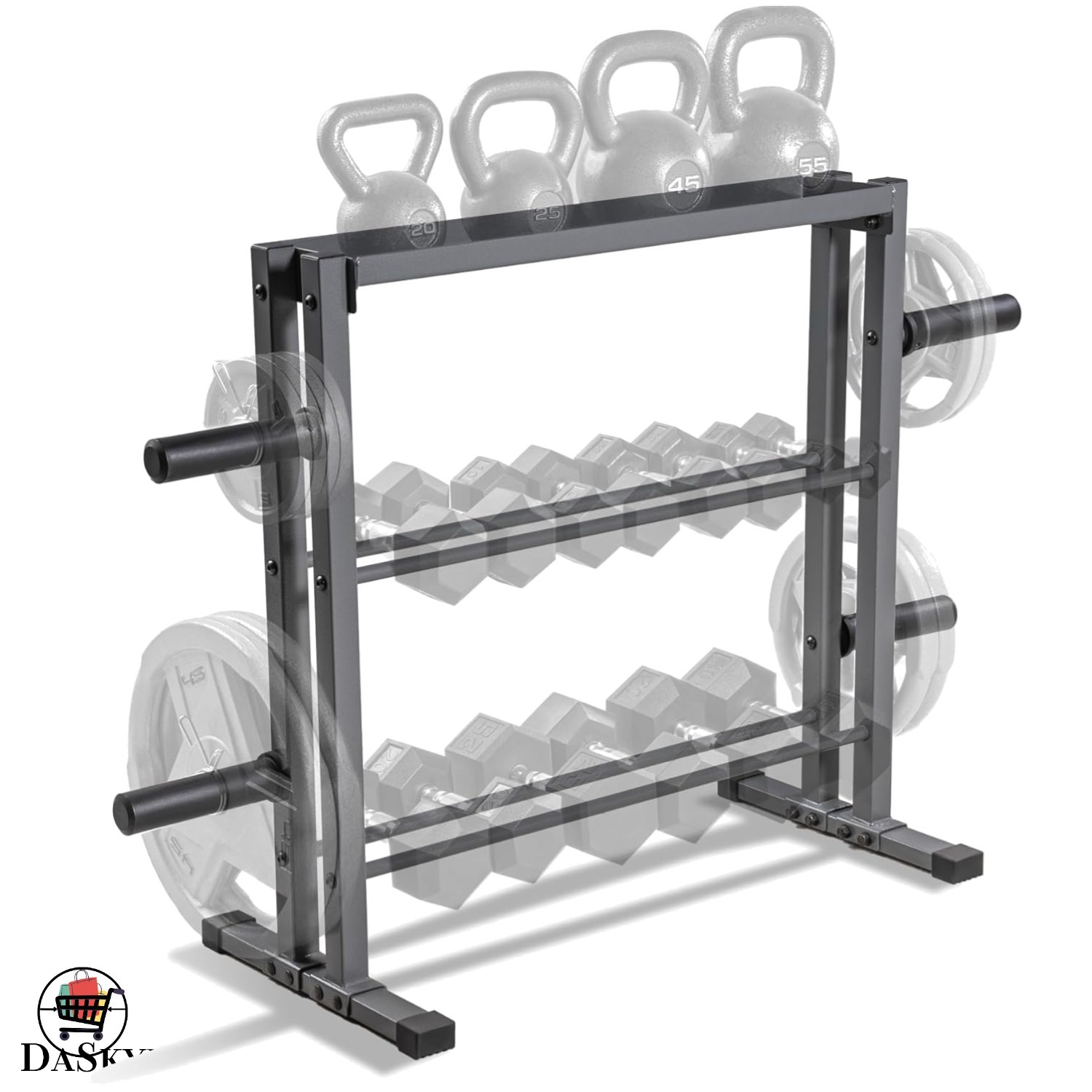 Hammertone Finish Heavy-Duty Weight Storage Rack, 3-Tier Org