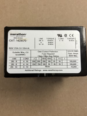 1423570 Marathon Distribution block 175A 600V  3 Pole 1 Input; 4 Output