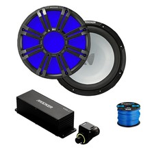 Kicker 45KM104 10" 350W Marine Sub, 10" LED Grille Charcoal , Remote,Wire