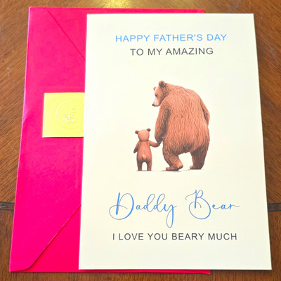 Father's Day Greeting Card for Dad Daddy Bear I Love You Beary Much w/ Envelope