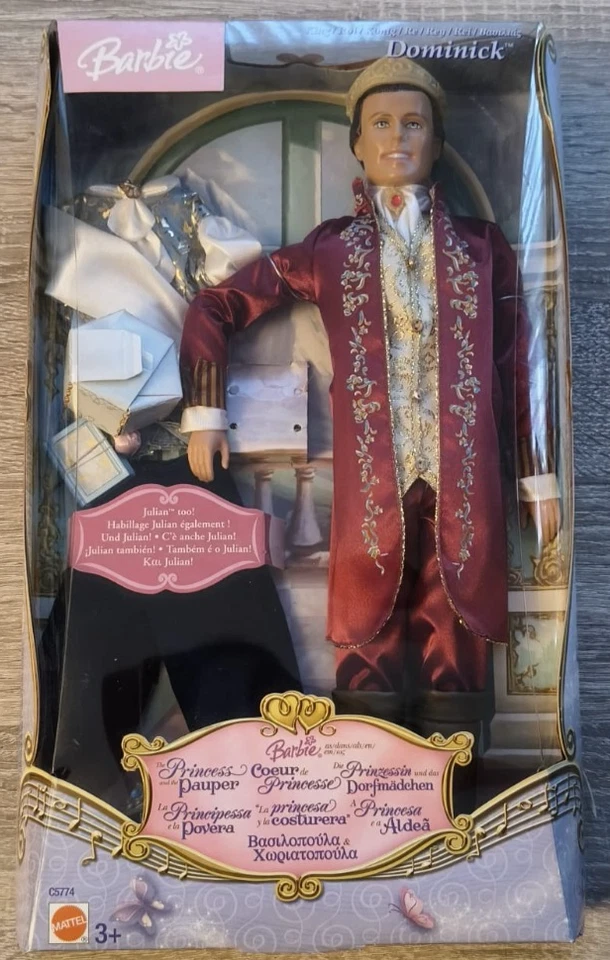 Muñeca Barbie Princesa y el Rey Mendigo Mattel Dominick Ken Nrfb - Imagen 2 de 3