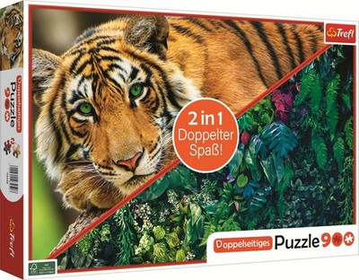 NEW TREFL Jigsaw Puzzle 900 Pieces 2 in 1 Double Sided  Tiger and Jungle