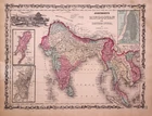 Rare Antique 1862 Map ~ Hindoostan, Farther India, Siam by Johnson & Ward 14x18