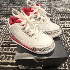 Jordan Air Jordan 3 Toddler Unisex Sneakers White/Red/Gray Leather 7C