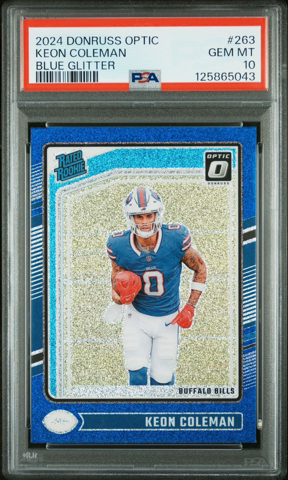 Keon Coleman 2024 Donruss Optic 263 Blue Glitter Rated Rookie PSA 10 Color Match