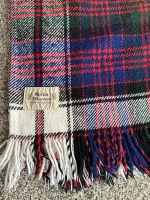 Moffat Weavers Moffat Scotland Multicolor Wool Plaid Fringe Throw 48 x64 