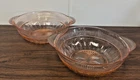 2 Vintage Anchor Hocking Pink Depression 8 Round 9.5 W Handles Fruit Bowl