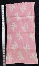 Vintage Factory Made Baby DOLL Blanket 12 x 23 Esmond Dy-Dee Teddy Bears Pink