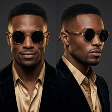 Round Steampunk Sunglasses Gold Frame Designer Fashion Sun Glasses Festival Men