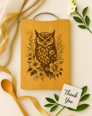 Owl Engraved Bamboo Cutting Board, Rustic Woodland Kitchen Decor, Christmas Gift