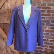 VTG 90s Sag Harbor Purple 100 Wool Blazer Jacket Women  s Size 10 NWT