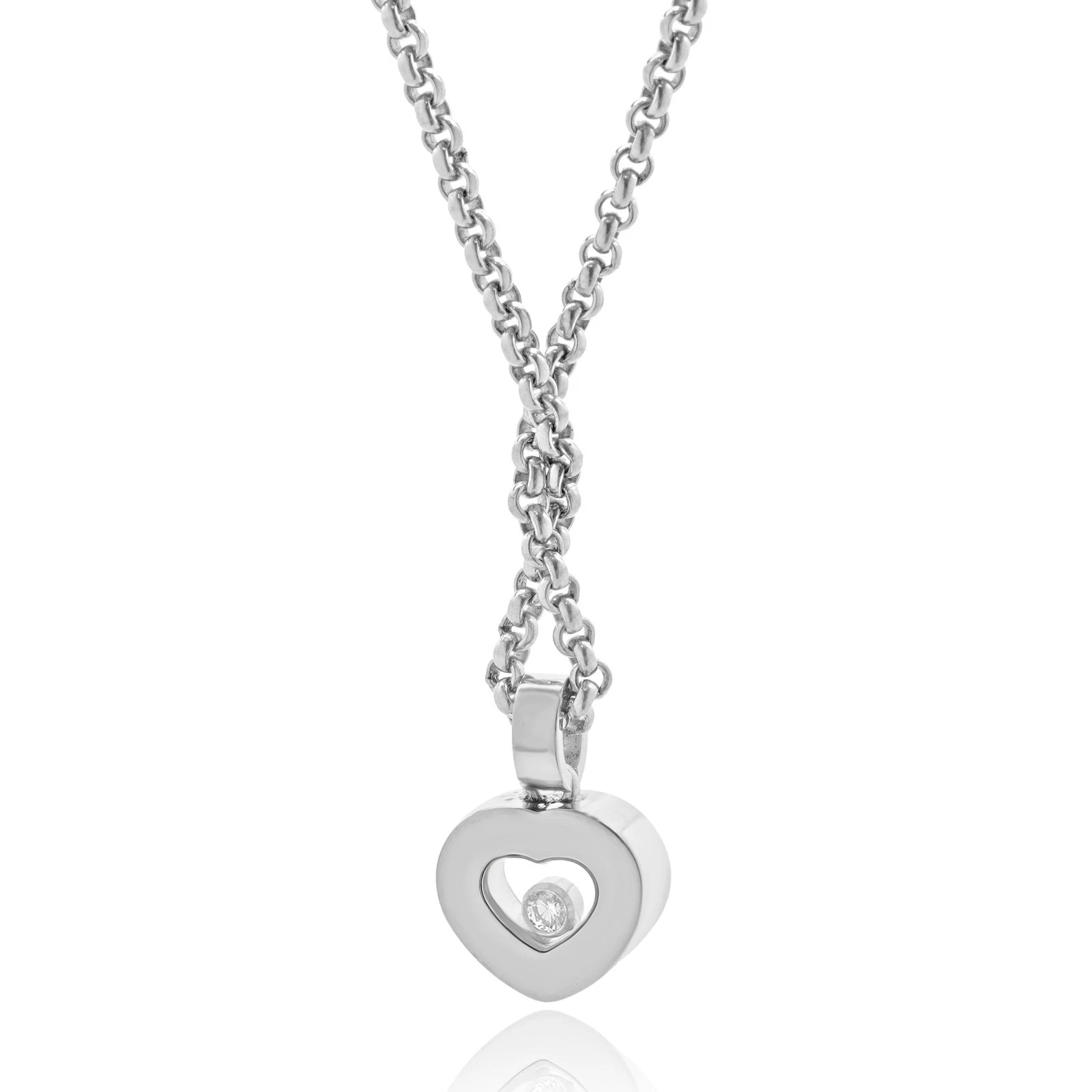 Chopard — Chopard 18 Karat White Gold Happy Diamond Heart Necklace