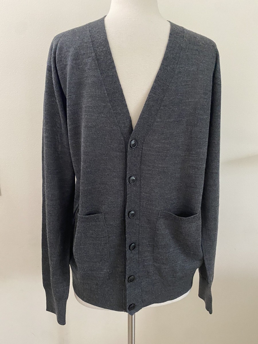 NEW ZARA MENS WOOL BLEND CARDIGAN SWEATER SIZE M DARK GREY | eBay
