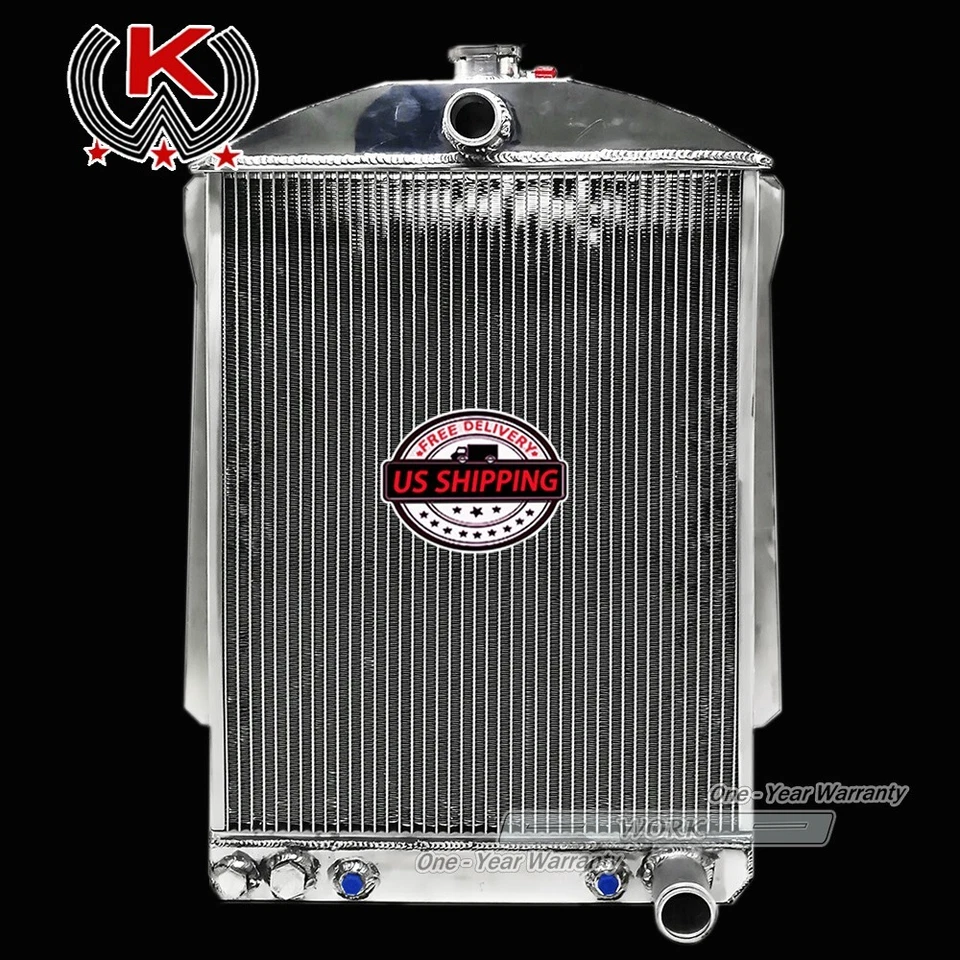Radiador completo de aluminio para autos Chevy/Chevrolet 1940-1941 Street Rod 3,5 L AT MT Foto 3 de 4