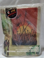 Vintage Red Heart Latch Hook Rug Pattern Canvas Evening Time Sunset 24" X 36"