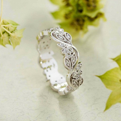 2.00 Ct Round Cut Lab-Created Diamond Wedding Band Ring 14K White Gold Plated - 第 7/7 張圖片