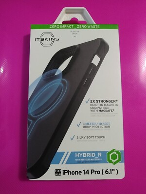 iPhone 14 Pro Case BLACK Itskins NEW for MagSafe Hybrid R - fast ship!