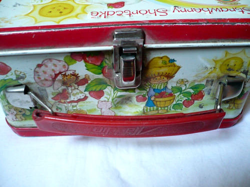 Erdbeere Shortcake Vintage Metall Brotdose, Eimer, 1980, mit Thermoskanne + Tasse - Bild 8 von 20