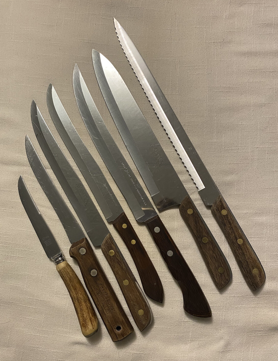 7 Vintage Stainless Steel Knives Butcher Carving Filet Slicing Knife