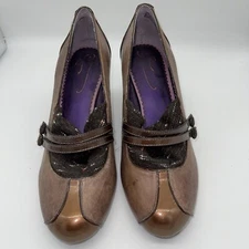 POETIC LICENCE LOVE LETTER SANDSTONE RED/GRAY Mary Jane Leather Pumps Size 9.5M