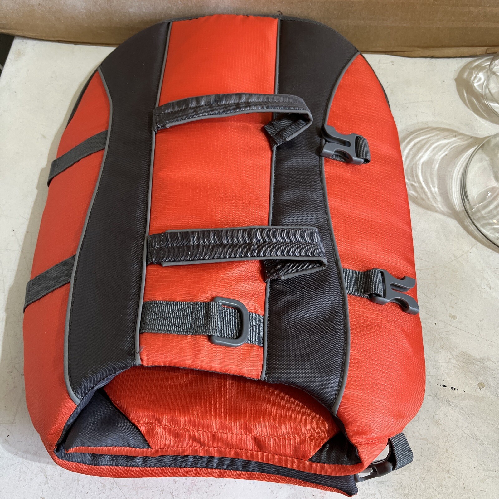 Frisco Neoprene Dog Life Jacket Size Large Orange Gray 5585lb Girth 26