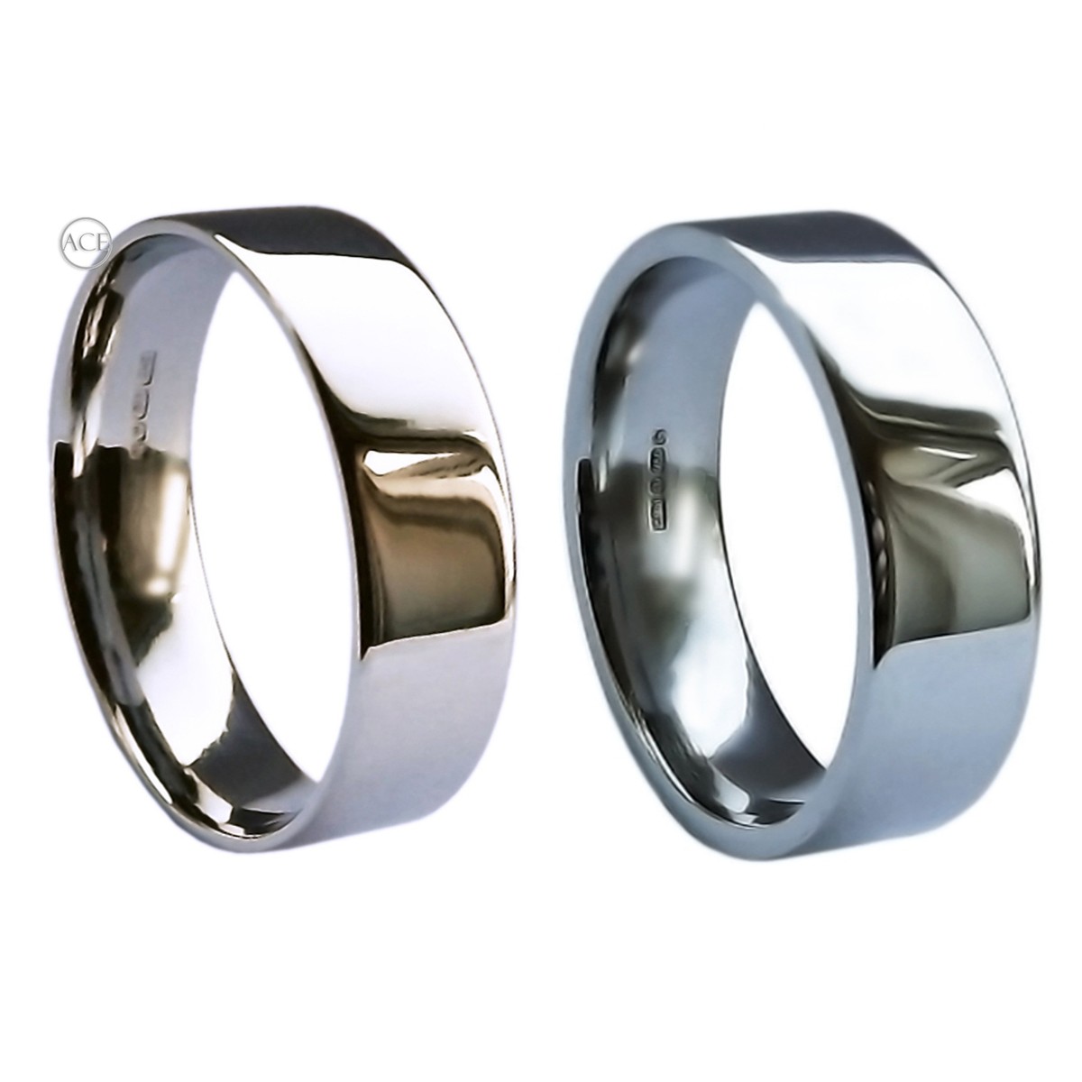 8mm 950 Paladio Anillos de Bodas Corte Plano Bandas Pesado Extra