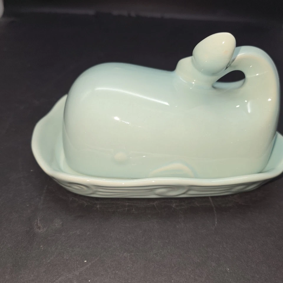 Double Stick Whale Butter Dish With Lid Light Blue 7.5" x 4" - Image 2 of 4