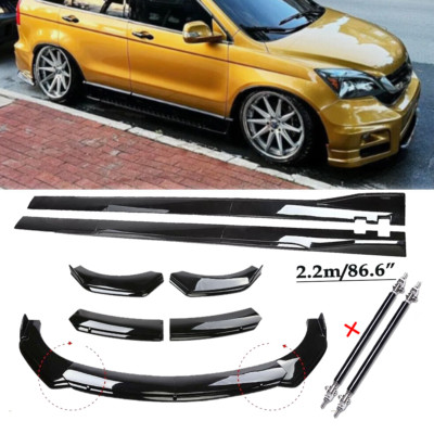 Glossy Black Front Bumper Lip Splitter Spoiler For Honda Pilot Side Skirt Body
